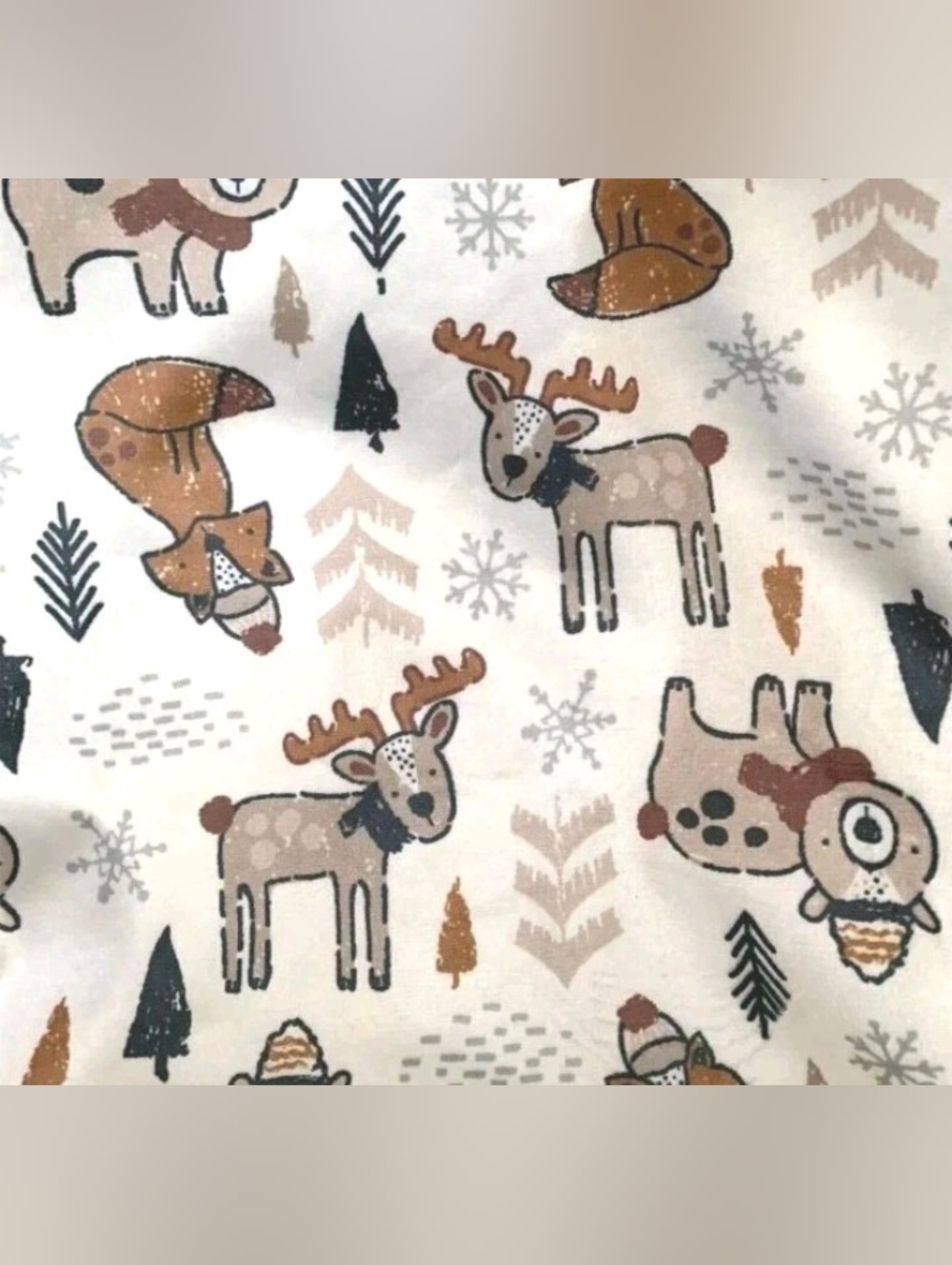 Sandy & Simon Baby Blanket Cream Color Micro Mink Reverse Sherpa Deer-Fox- Bear
